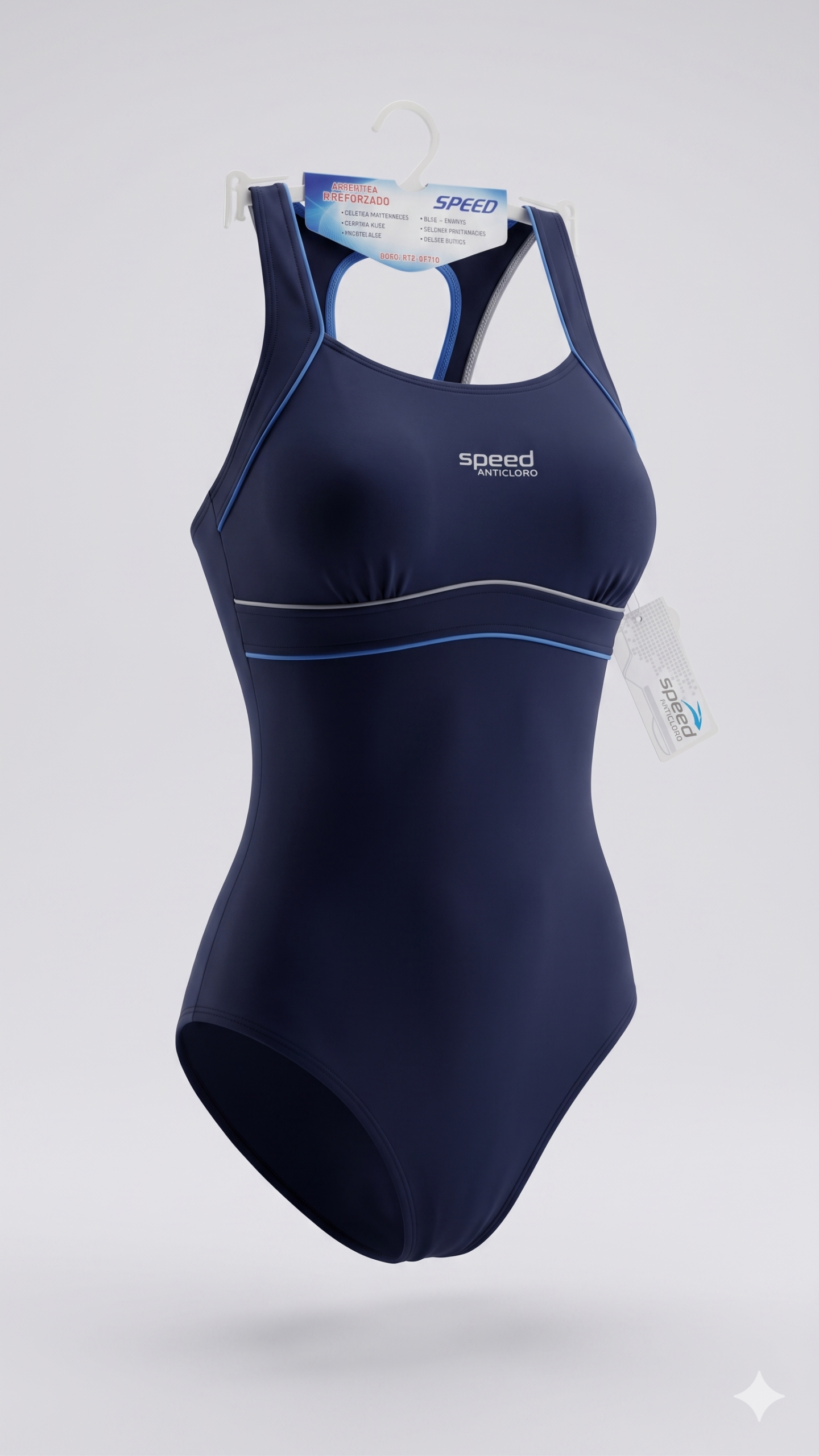 Malla Entera Natación Size Plus Bretel y Vivos Azul Marino